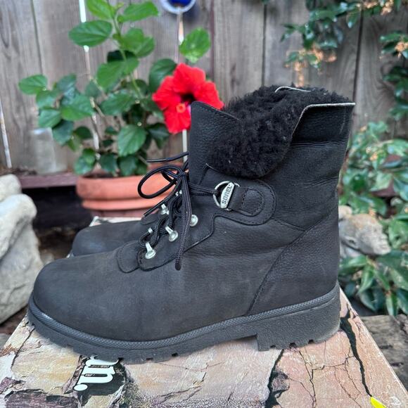 Sorel Mont Blanc Black Leather Suede Lined Canada Boots Women's Size 9 - Picture 5 of 11